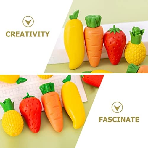 Toyvian fofo estacionário de morango Acessórios 8pcs A borracha de frutas japonesas Erasers 3D Borracas fofas para crianças estudantes