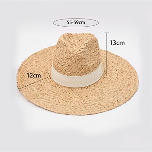 Zsedp Hat Women Summer Big Wide Brim Bordado Bordado Sun Proteção Fluppy Chapéus de praia dobráveis ​​para mulheres