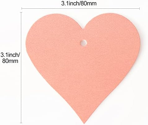100pcs de papel em forma de coração rosa tags embrulhadas em branco artesanato pendurar rótulos com barbante de barbante de