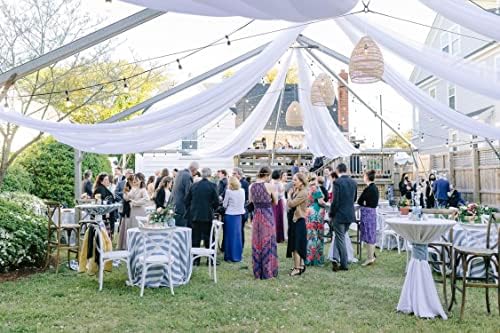 Cortina de teto branco quendream para casamento de 5 pés x 30 pés de cortina de cenário arco de chiffon para a cerimônia de recepção