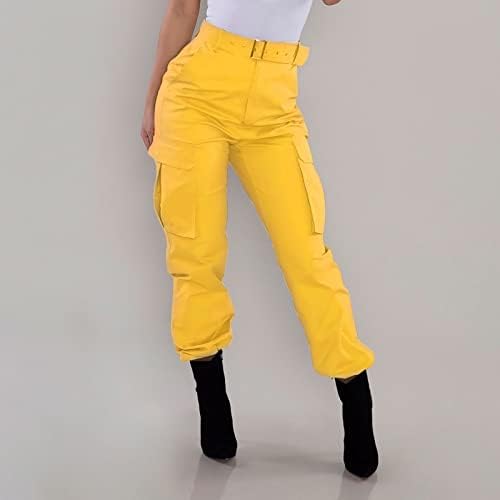 Duowei plus size calça causal calças de carga feminina calça casual de cintura alta