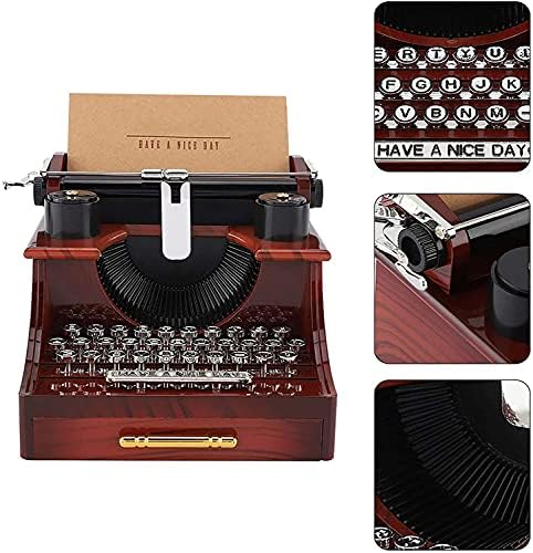 Maymii Caixa de música para máquina de escrever vintage para decoração de decoração em casa/escritório/estudo