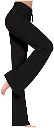 Calça de ioga feminina perna reta solteira de algodão modal de algodão de algodão