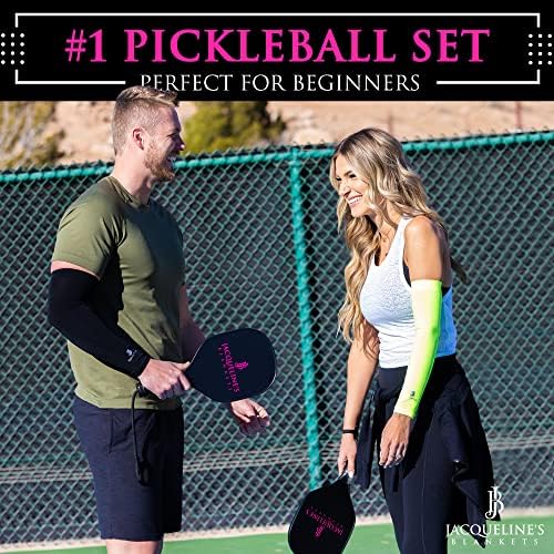 Cobertores de Jacqueline Pickleball Pushles Wooden - Pickle Ball Paddle Conjunto de 4 com bola de picles ao ar livre e em pickleball