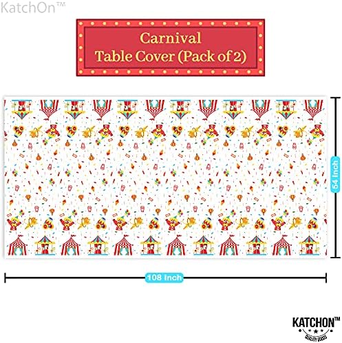 Katchon, toalha de mesa de circo para decorações de carnaval - pacote de 2 | Talha de mesa de carnaval plástica | Decorações