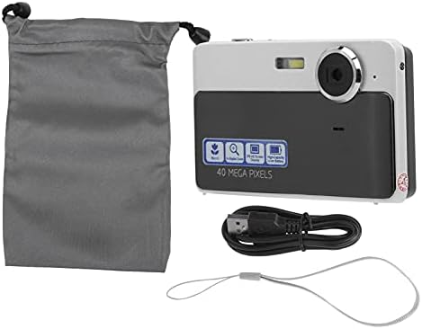 Câmera digital, câmera de vlogging de 40mp FHD 1080p com zoom digital 16x, mini câmera de tela IPS de 2,4 polegadas, mini câmeras