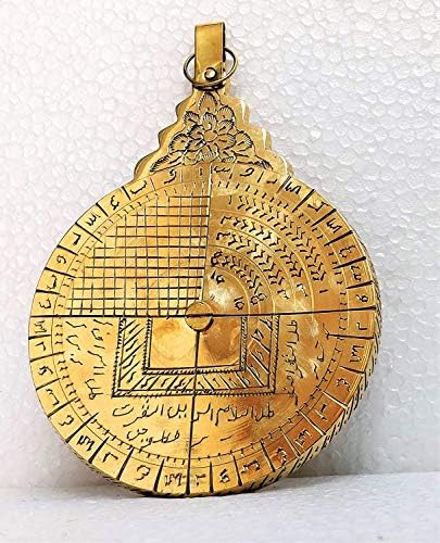 Arch Instruments 10 Calendário de Brass em Brass polonês, calendário astrológico do estilo de mapa do estilo de latão