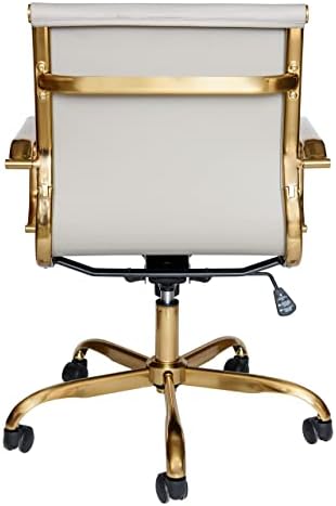 Leisuremod Harris moderno ajustável executivo giratória de couro de couro de ouro cadeira de escritório de ouro