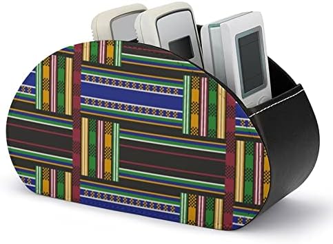 Africano Kente Tribal Modern Remote Control Holder com 5 Compartimentos PU Organizador de Office Muti-funcional de couro PU Organizador