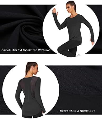 Camisas de treino de manga longa de pinspark para mulheres malha de malha aberta tops tops para caminhada camisa de academia seca de camisa de corrida respirável