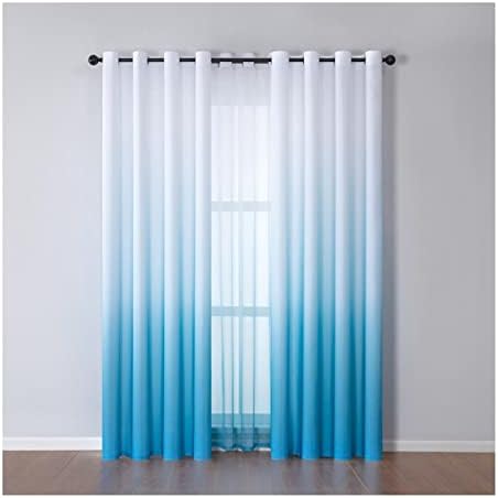 Cortinas de Blackout Daesar 2 painéis Conjunto, cortinas de quarto Curtes de poliéster de poliéster gradiente azul cortinas