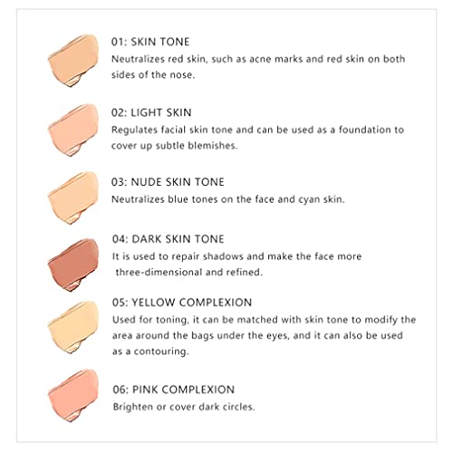 6 Cores Kit de creme de paleta de contorno, paleta de maquiagem de corretores de corretor de cores Paleta de maquiagem