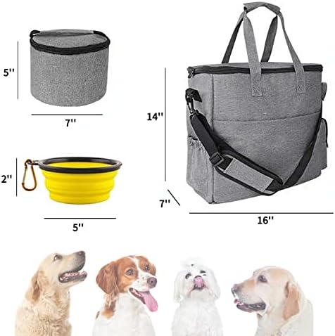 Saco de viagens de pet-pet aprovado pela Airline Airline, com bolsos multifuncionais, bolsa de contêiner e tigela dobrável, para cachorro