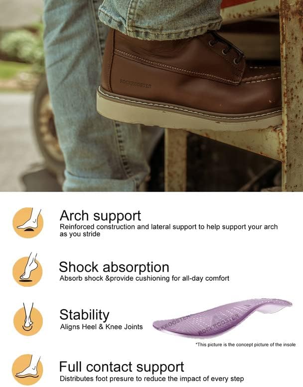 Rockrooster Trinidad Telluride - Arco leve suporta o suporte anti -fadiga de aço de dedo do pé de trabalho VAP2305