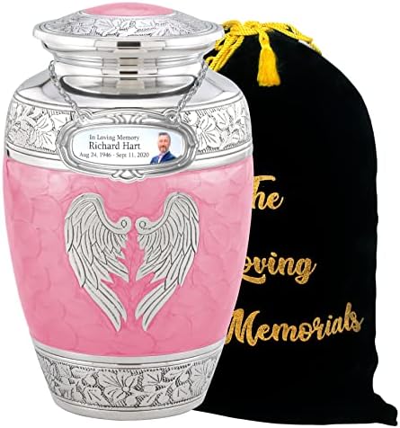 Angel Wings Cremação rosa Urna para cinzas humanas Adultos para funeral, enterro ou nicho - urnas para cinzas adultas - urnas