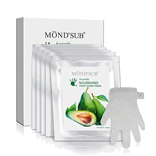 5 pares Mond'sub'sub Avocado Hidratante máscaras de mão | Luvas hidratantes para mão seca e pele seca | Nutritivo