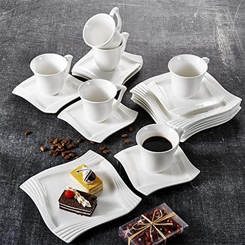 YXBDN de 18 peças de porcelana de porcelana de chá de chá de bebidas, incluindo xícara, pires e pratos de sobremesa para