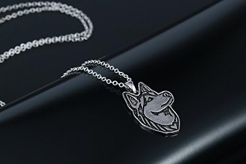 FL Beauty Sterling Silver Plated Branco Husky Husky Alask Dog Charm Colar de pendente