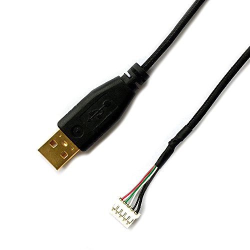 Huyun USB Mouse Cable Wire & Feet Skates Substituição para Razer Deathadder 1800DPI 3.5G 2013 Chroma Overwatch Mouse
