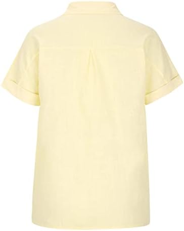 Camisas de manga curta feminina Summer V Botão de colarinho de pescoço para baixo camisa de tamanho grande blusa casual com