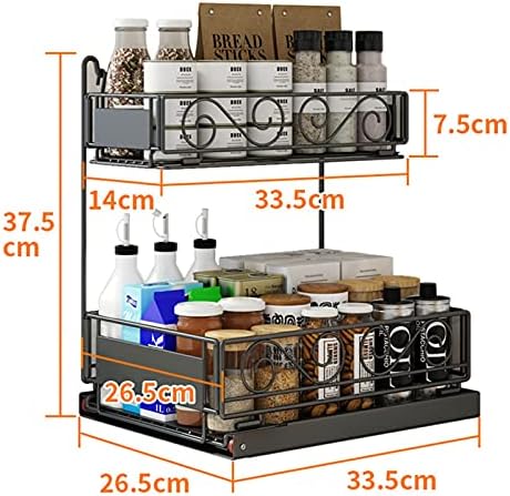 WOGQX UND EM Organizador do armário de pia Pegue a gaveta de 2 camadas de banheiro de cozinha de cozinha multifuncional sob a prateleira de pia Organizer rack, preto