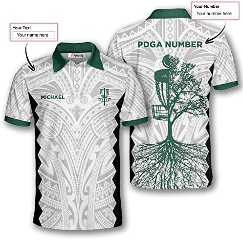 Camisas de pólo de golfe de disco primária para homens, nome personalizado e camisetas de golfe de disco pdga, camisas