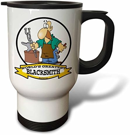 3drose Funny Worlds Greatest Blacksmith Occupation Job Cartoon Caneca de viagem, 14 oz, multicolor