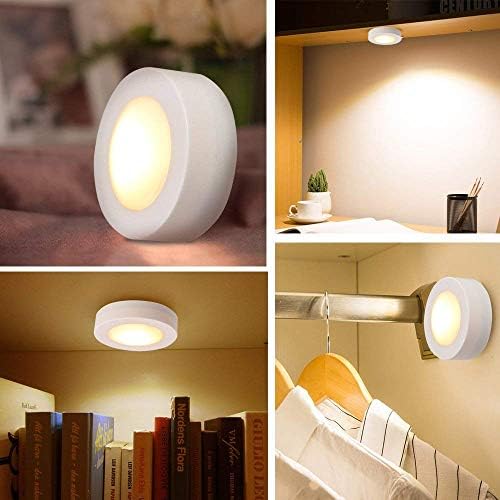 Sensor de toque de Guba 60lm LED sob os armários Luzes Dimmable 3led Puck Light for Kitchen Guardrobe Stair Closet Night Lamp Bather