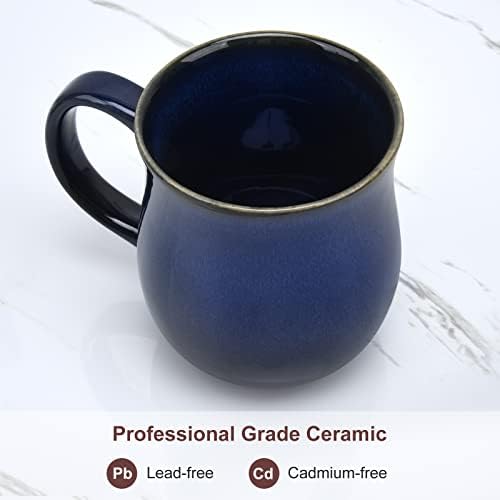 Otevymu 20 oz grandes canecas de café em cerâmica, grande alça, copo de chá de cerâmica artesanal para escritório e casa, fácil de segurar, microondas e lavador de louça Seguro, bebida fria quente, esmalte de textura elegante