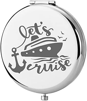 Keychin Cruise Vacury Pocket Mirror Alaskan Cruise Gift Let's Cruise Compact Makeup espelho para mulheres meninas