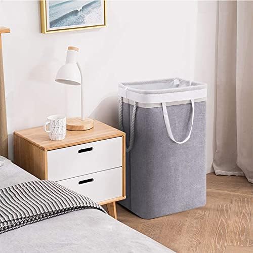 Grande cesta de lavanderia impermeável cesto de lavanderia, cesto de roupas altas de 75L com alças e bolso da rede, cesto portátil leve