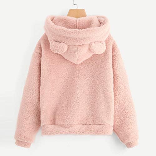 Sunmoot Teddy Bear Hoodie Casaco para Momento de Madeira Longa Moletom Selta de Moletom Urso Molho de Capuz Fuzzy