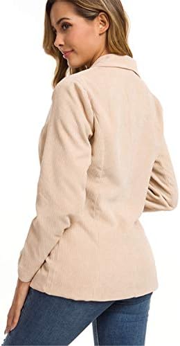 Blazers de jaqueta sólida feminina de Andongnywell entalhou com lapela um botão casual sobrecarregos de blazer longos outwear