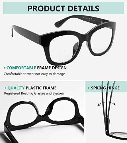 Eyekepper 4-Pack Grande Frame Bifocal Reading Glasses Mulheres Mulheres Bifocal Readers +2.50
