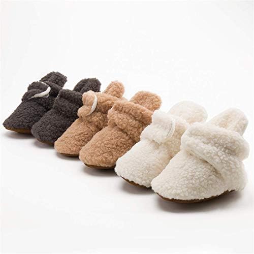 Infantil garotos recém -nascidos meninos garotas de lã Fique em meias sapatos macios no inverno de inverno quente chinelos de Natal