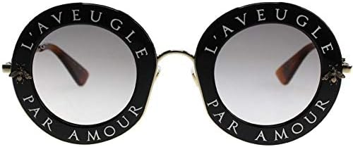 Gucci feminino L'Aveugle por amour Proteção UV Óculos de sol redondos pretos 44mm