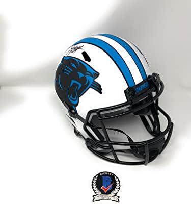 DJ Moore Carolina Panthers assinou o capacete de velocidade em tamanho real do autógrafo Beckett testemunhou certificado