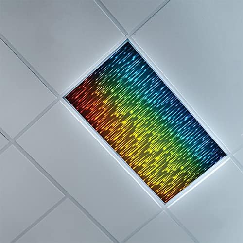 Tampas de luz fluorescentes para o teto dos painéis do difusor de luz cor de cor-fluorescentes de padrões-fluorescentes para o escritório da sala de aula-2 pés x 4 pés de queda de teto decorativo fluorescente, multicolorido