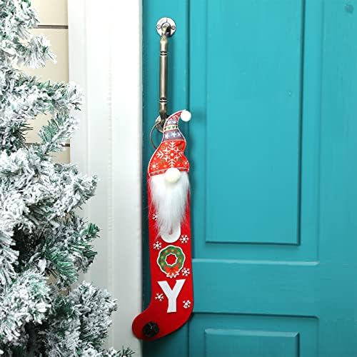 4 PCs pendurados no cabide da porta de sinos de natal sinos de porta gnome Gnome Papai Noel Wall Wall para maçaneta da porta Bem -vindo aos enfeites de Natal da árvore de Natal, vermelho e cinza