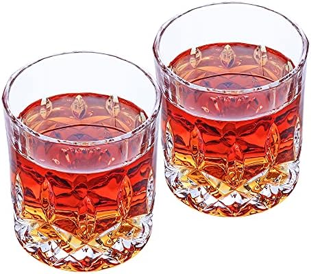 Qummfa whisky óculos, conjunto de 8 copos de coquetel, 10 oz de óculos à moda antiga para beber bourbon escocês conhaque vodka gin