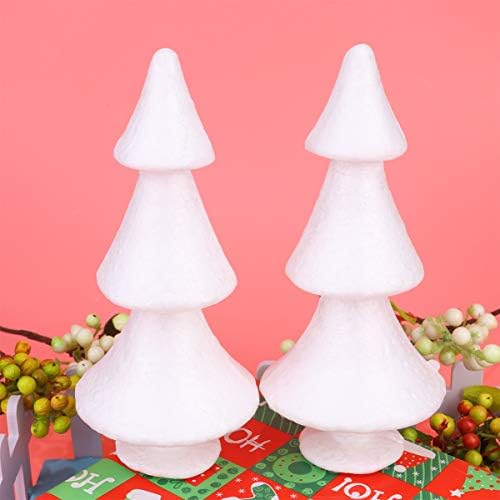 AMOSFUN 4PCS espuma de pequenas mesa de mesa de árvores de Natal moldam cones brancos para artesanato DIY Decorações de mesa de Natal