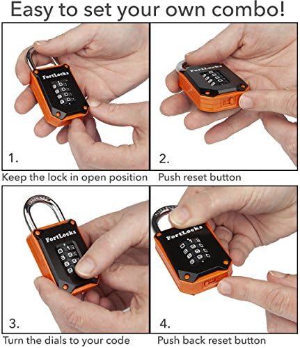 2 Pacote Pacote de ginástica Fortlocks Bloqueio de ginástica - 4 dígitos, serviço pesado, aço inoxidável endurecido,