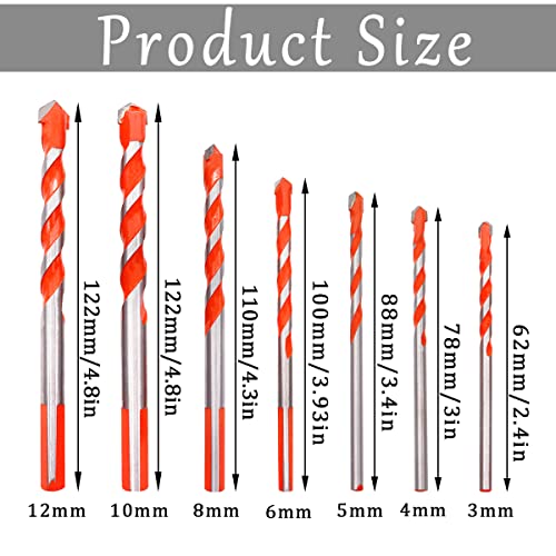 RUIBAPA 7PCS Orange Ultimate Drill Bit Bit multifuncional Twist Triangle Bit com broca de carboneto de tungstênio