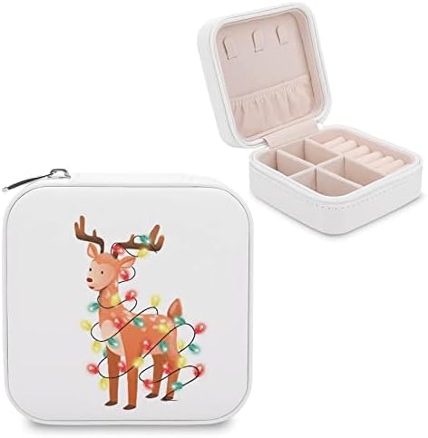 Luzes de Natal Deer Caixa de jóias pequenas Viagem de animais engraçada Organizador pequeno Caso de armazenamento portátil de exibição