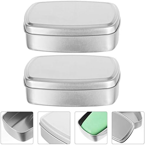Cabilock Salve 2pcs metal retangular latas de articulação vazia Mini contêineres portáteis de caixa portátil Kit Small Home