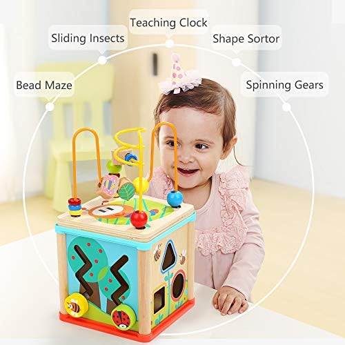 Top Bright Activity Cube Toys para menino de 1 ano, Montessori Toys de madeira para crianças, um presente de aniversário de um