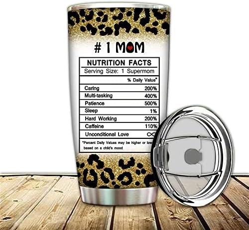 Yourkey Leopard Skinny Mama Coffee Tumbler com tampa de palha, 20 onças, copo de aço inoxidável isolado para mulheres, Supermom Travel