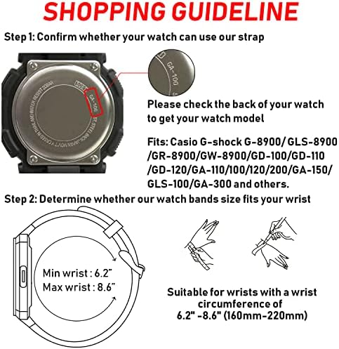 Substituição de banda G-Shock GD120, GA-100, GA-110, GA-100C Substituição Casio Watch Bands