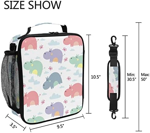 ZZXXB Hippo Butterfly Butterfly Lunchag Box Box Reutilable Térmico Saco de Refriador Tote Tote ao Ar Livre Picnic Bag com alça de ombro para estudantes adultos