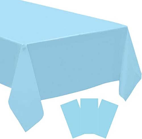 Talha de mesa descartável azul rcffdl 3 pacote 54 x 108 tampas de mesa descartáveis ​​para mesas de retângulo para casamento, festa, banquete, burgungana